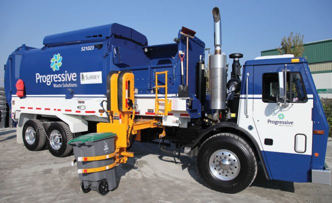 Surrey has a 3-cart residential curbside collection system with organics picked up weekly, while recyclables and garbage are collected on alternate weeks.