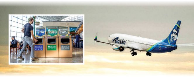 SEA-TAC International Airport, servicing Seattle, accepts pre and postconsumer food waste from concessionaires and at public kiosks (above) in concourse food courts.