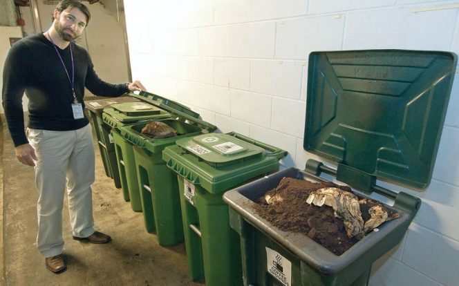 Horizon Air has been collecting coffee grounds since the 1980s and uses SEA-TAC’S organics collection containers to deposit brewed grounds between flights.