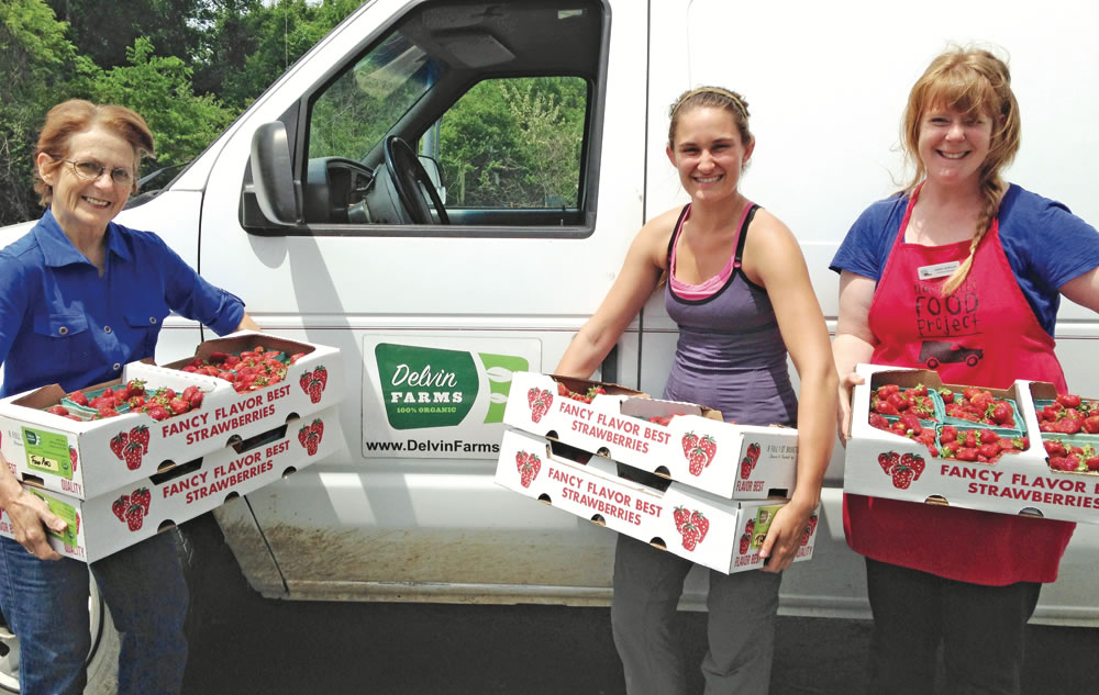 The Nashville Food Project (TNFP) brings people together to “grow, cook and share nourishing food, with the goals of cultivating community and alleviating hunger.” Delvin Farms shown donating strawberries to the TNFP.