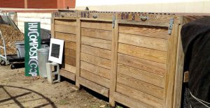 Three-bin food scraps composting system at the DPR’s Compost Cooperative at Howard University.