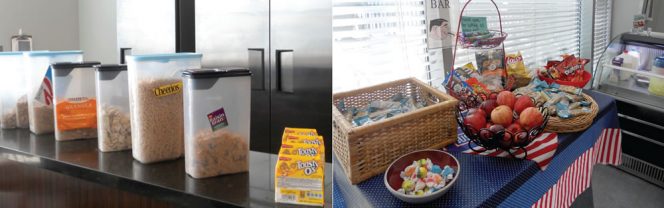 Some of the food donated by the San Diego International Airport’s restaurants and concessionaires is served at the United Service Organizations’ (USO) Neil Ash Airport Center lounge.