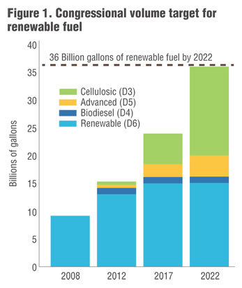 Figure 1. Congressional volume target for renewable fuel