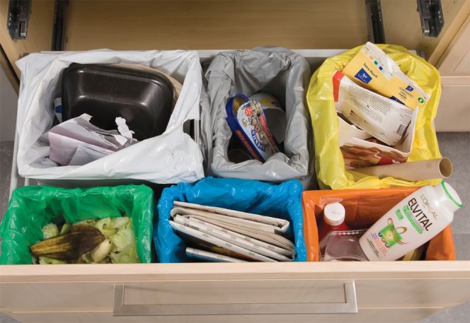 Households serviced by the automated sorting facility in Vestfold presort their waste into different colored bags that are cocollected weekly. 