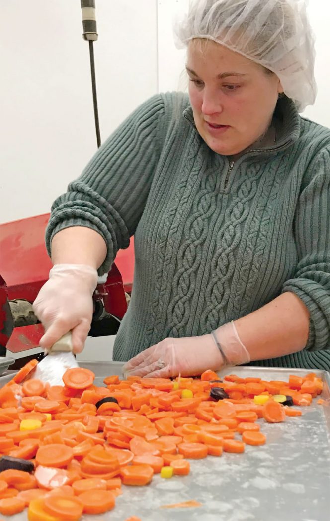 Trainees at the Vermont Commodity Program work 5 days a week for 16 weeks packing and minimally processing whole produce that has been gleaned, culled or donated.