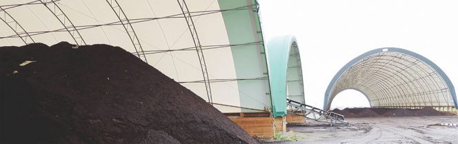 Fabric structures provide covered areas for feedstock receiving, composting and curing.