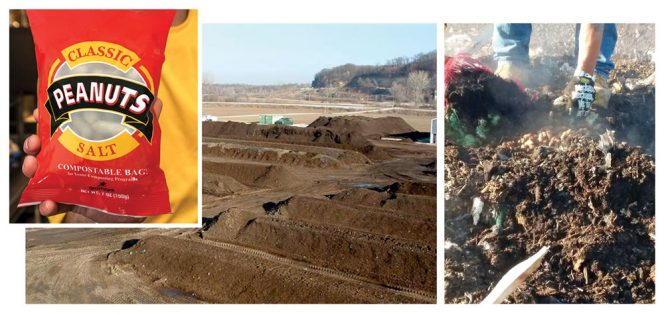 Missouri Organic Recycling (MOR) conducted a field test of the compostable peanut bags in 2017.“The bags completely degraded in 49 days,”notes Kevin Anderson, Vice-President of MOR.