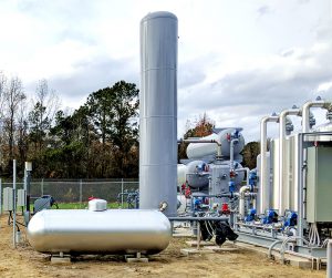 The biogas upgrading system at Optima KV consists of pressure-swing absorption to remove CO2, H2S and other constituents. Cleaned biomethane is pressurized to be sold to Duke Energy via its subsidiary, Piedmont Natural Gas.