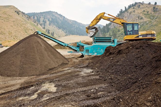 All Terra Firma facilities are equipped with Morbark and Rotochopper track grinders (not shown) and trommel screens (above).