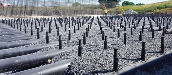 Alpha Ridge Landfill (Marriottsville, MD) composting facility expanded site's sparger floor shown during construction.