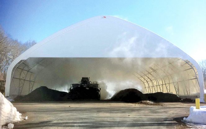 The University of Connecticut’s agricultural program opted to construct a covered composting facility to better manage moisture levels in the windrows, and help contain odors.