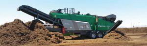 Finished compost is screened using a trommel, and then run through the Komptech Hurriflex (above) to remove film plastic and stones.