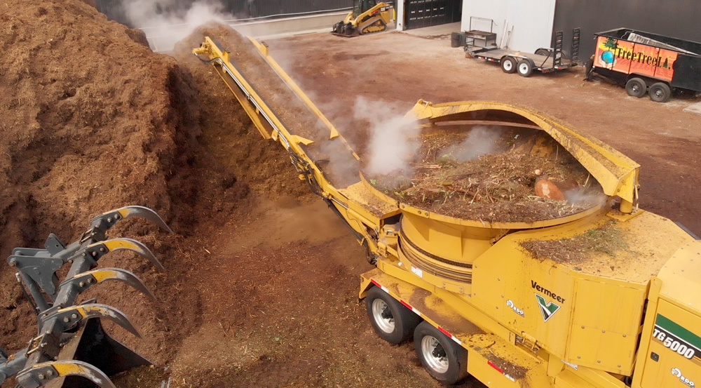 Tweaking the layout of an operation so processing takes place toward the front of the yard (above), and incoming material is unloaded in the back of the yard, reduces the number of times material has to be handled.