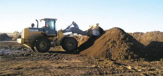 The minimum equipment required to compost food waste at a full-scale facility is a bucket loader or equivalent.