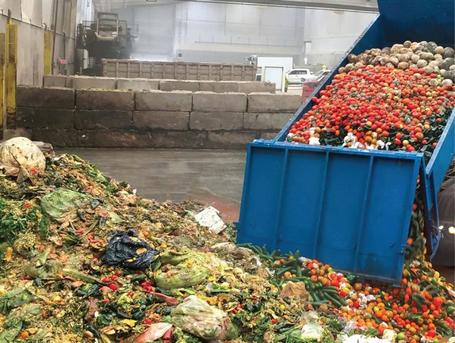 Food waste prior to preprocessing into a slurry at the Los Angeles County Sanitation Districts’ Puente Hills MRF.