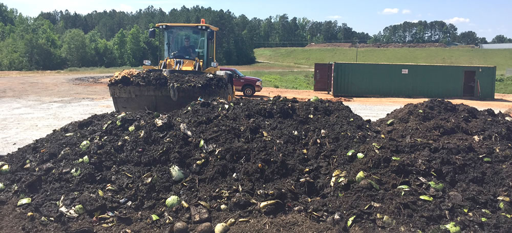 Food waste and yard trimmings are composted Greenville County's Twin Chimneys facility, Atlas's first composting operation.